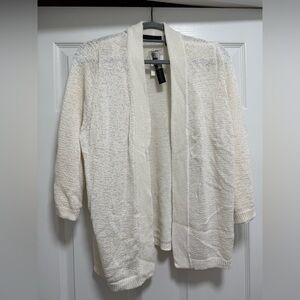 Cream Open-Front 3/4 Sleeve Cardigan